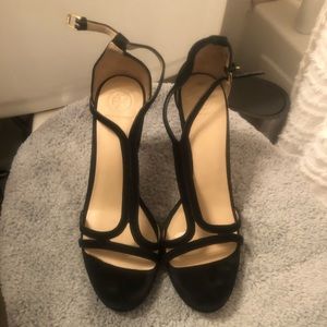 Tory Burch Shelley Black Suede Sandal Heels
